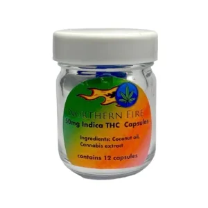 "Northern Fire 50mg Indica THC Capsules - Your Path to Serene Bliss"