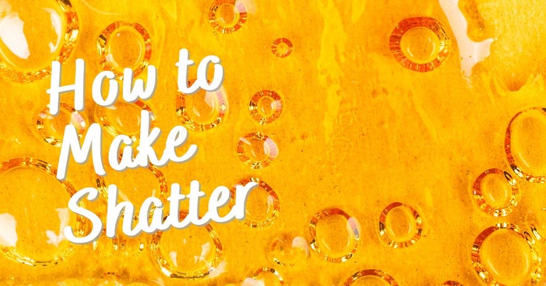 Featured image of an article about how to make shatter. Orange product with glass-like appearance is in the background.