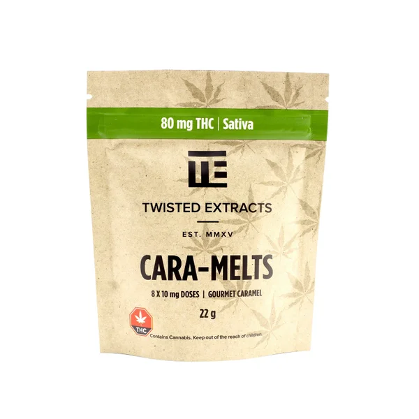 edibles twisted extracts caramelts 80mg thc sativa pkg 4