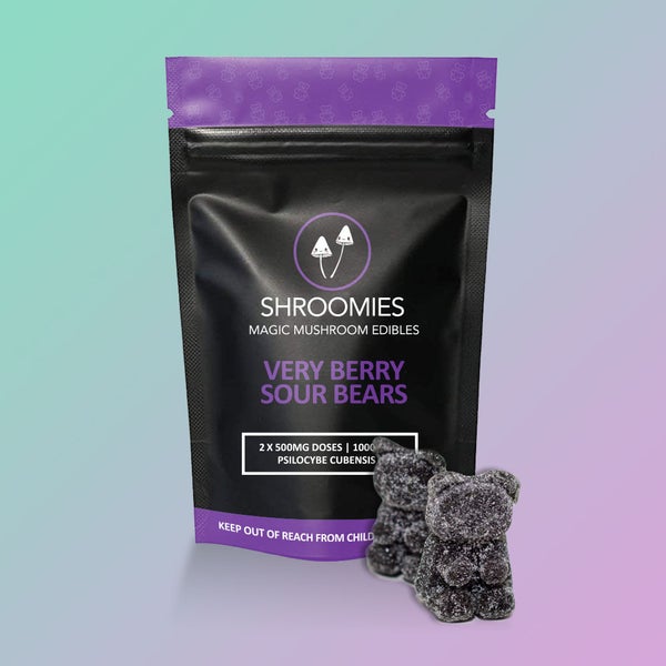 very-berry-sour-bears Shroomies Very Berry Sour Gummy Bears 100mg of Doobdasher, Canada