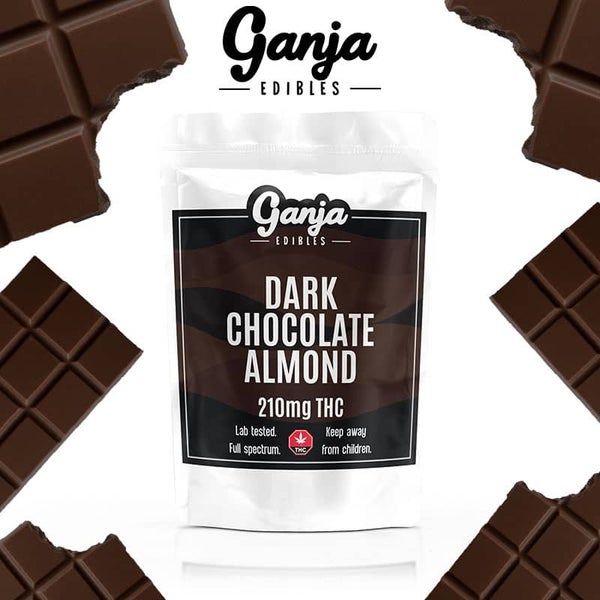ganja-edibles-dark-chocolate-almond-1 Ganja Baked Dark Chocolate Almond Bar 210mg THC (Vegan) of Doobdasher