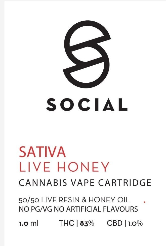 Social Honey Oil Vape Cart - Live Honey Sativa