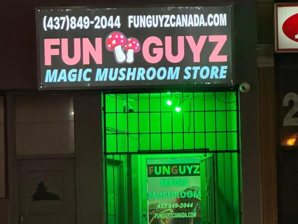 222-queen-street-east-toronto-funguyz-magic-mushroom-dispensary-1 FunGuyz - Magic Mushroom Dispensary at 222 Queen St East, Toronto, signage above the entrance