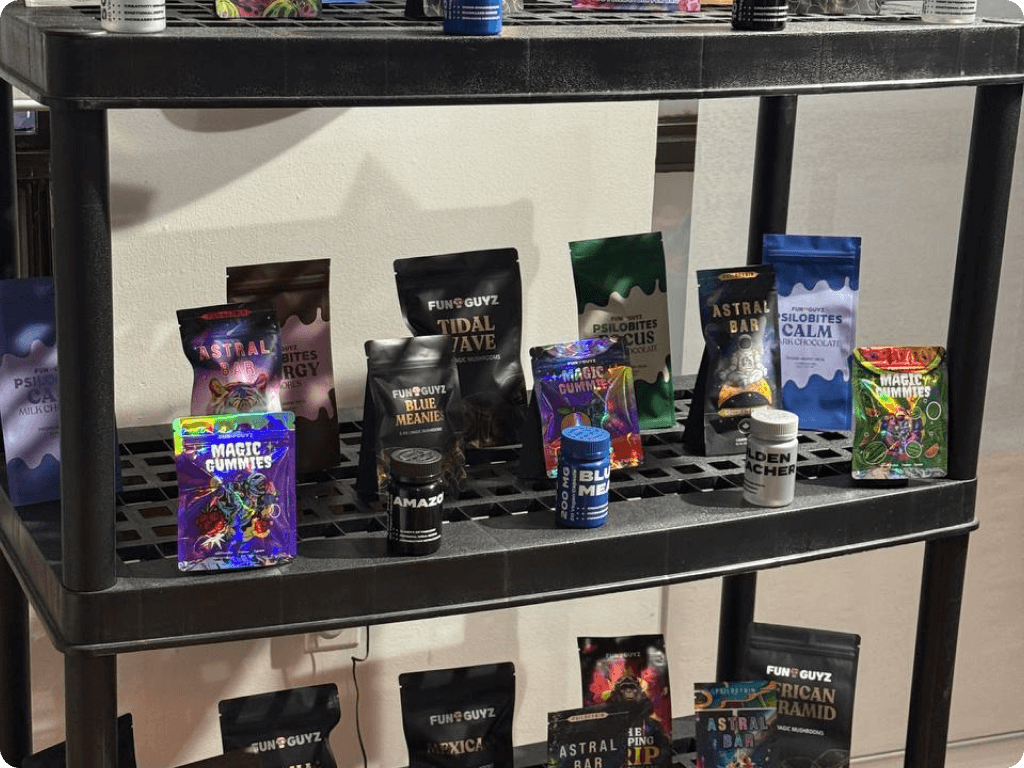 Funguyz - Magic Mushroom Dispensary at 294a Danforth Ave, products inside the store