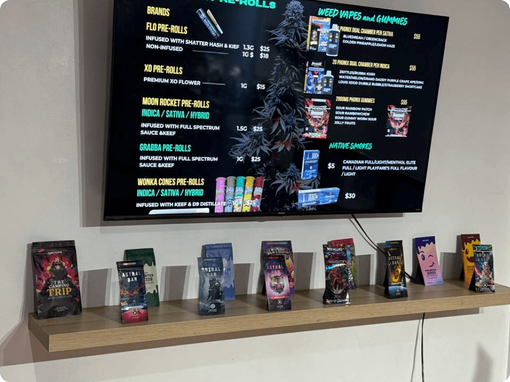 Funguyz - Magic Mushroom Dispensary at 294a Danforth Ave, menu and products inside the store