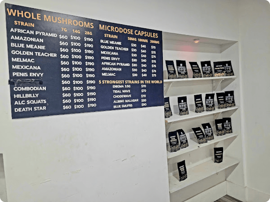 Products inside the Funguyz magic mushroom store in Etobicoke