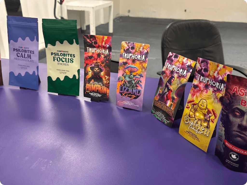 Magic mushroom products at Queen and Bathurst Funguyz magic mushrooms dispensary