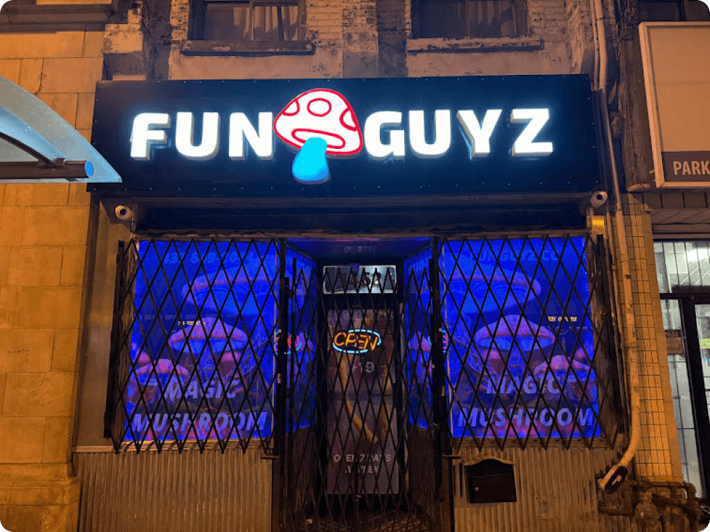 Funguyz magic mushroom dispensary on Queen Street West, storefront