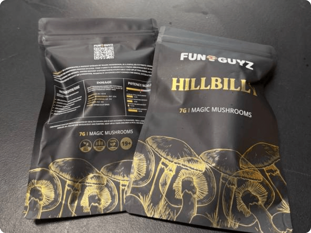 Dried shrooms, products at Funguyz magic mushrooms dispensary in Toronto at 112 Sherbourne Street