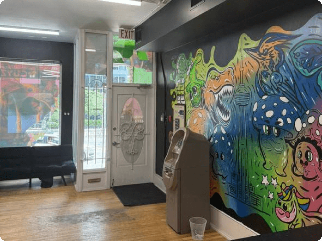 Funguyz magic mushrooms dispensary in Toronto at 112 Sherbourne Street, inside the store