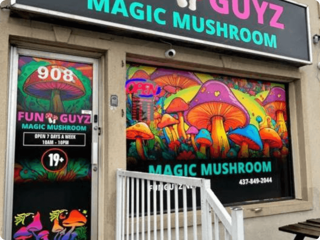 funguyz-magic-mushrooms-dispensary-ottawa-st-laurent-2 Funguyz magic mushrooms dispensary in Ottawa on St Laurent Boulevard, main entrance area from the outside