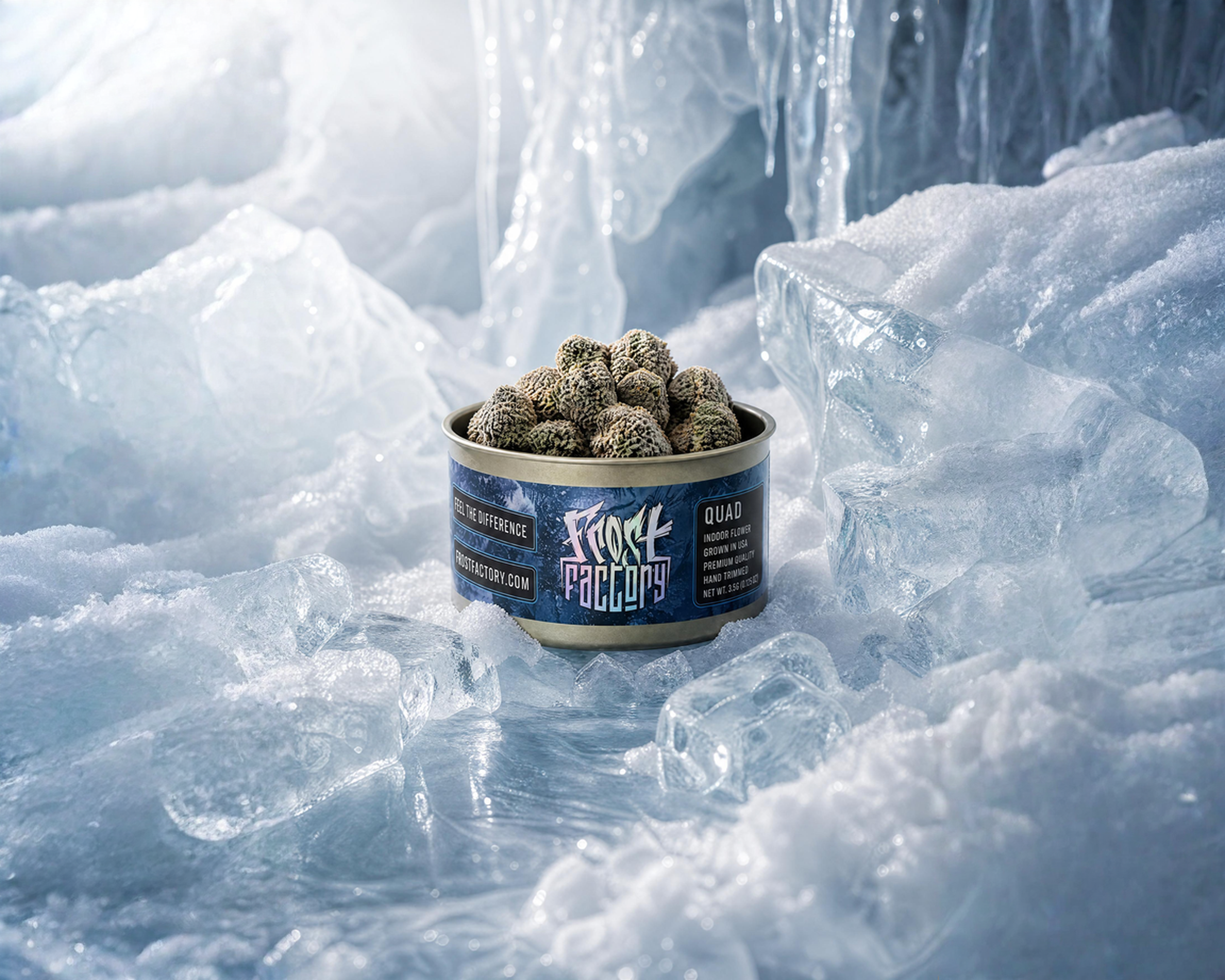 Frost Factory craft cannabis flower with icy resin-covered buds