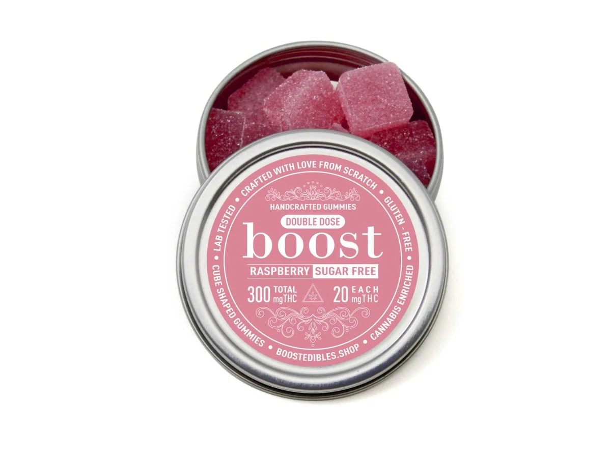 Boost Edibles - SUGAR FREE Raspberry 300mg (THC 15x20mg) - Pacific Greens