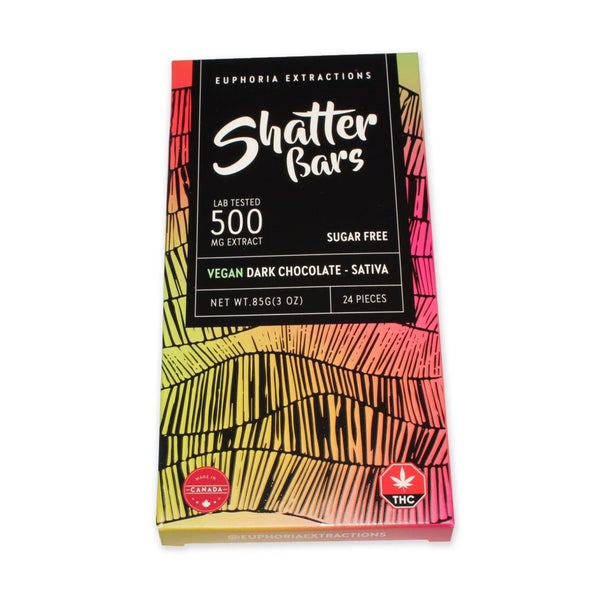 Euphoria Extractions - Shatter Bars - Vegan Chocolate Sugar Free - Sativa 500mg