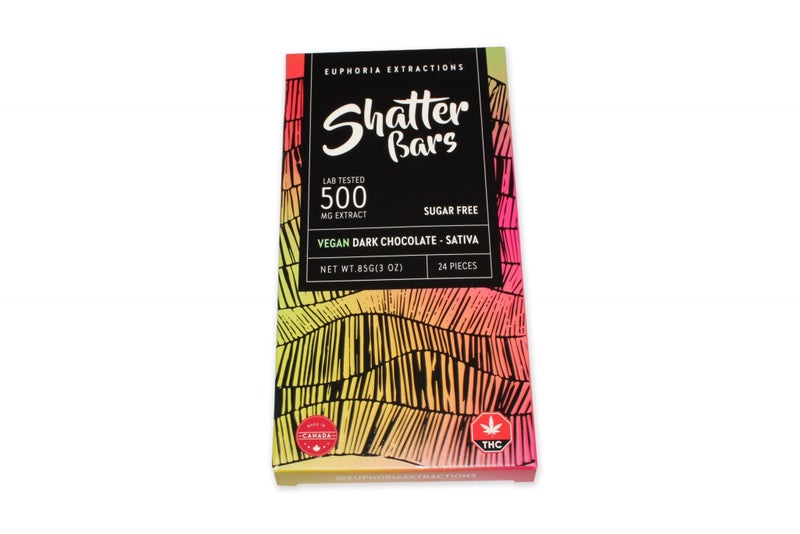 Euphoria Extractions - Shatter Bars - Vegan Chocolate Sugar Free - Sativa 500mg