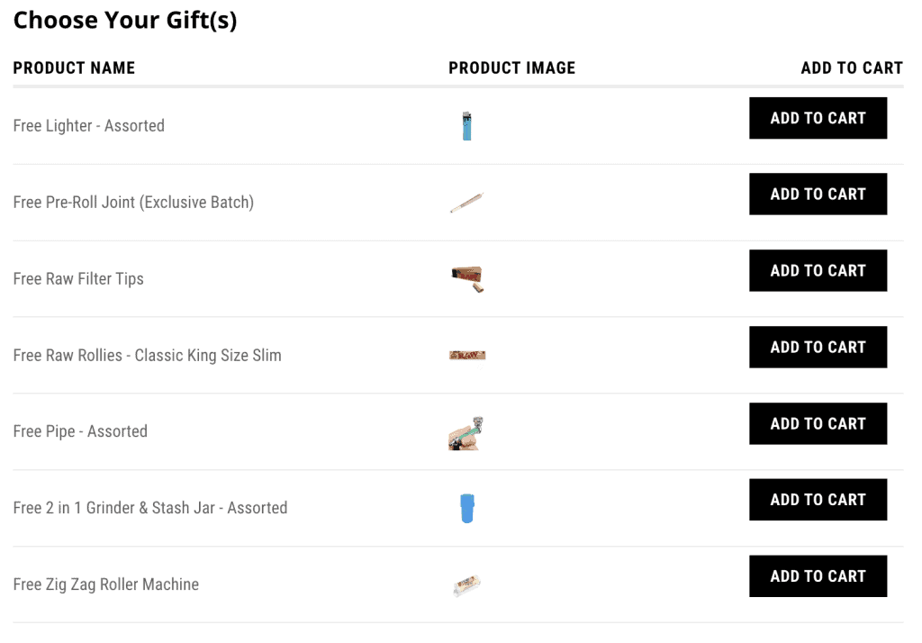 free gifts - tier 2