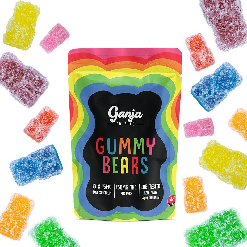Ganja Bears Sour Gummies – 10 x 15mg THC (150mg Lab Tested)