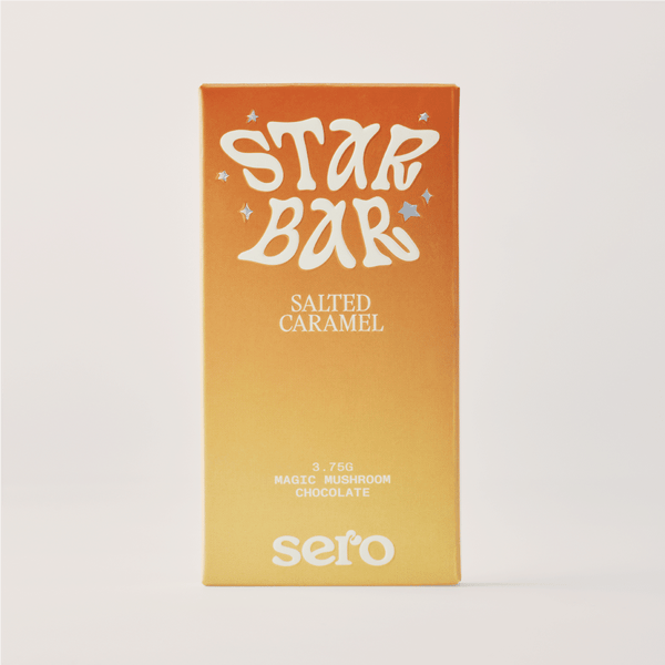 Sero Caramel Magic Mushroom Chocolate Bar – Front View of Psilocybin-Infused Artisan Treat
