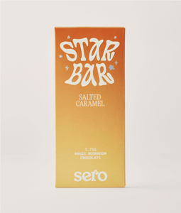 Sero Caramel Magic Mushroom Chocolate Bar – Front View of Psilocybin-Infused Artisan Treat
