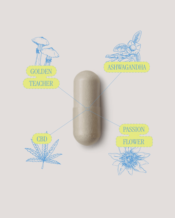 magic mushroom capsules for anxiety - lite brite ingredients include passion flow, cbd, golden teacher and ashwagandha