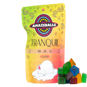 Amazeballs Tranquil Fruit Salad Packaging and Products Side by Side