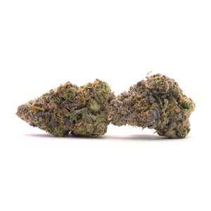 Two elongated Hoot Cannabis Toad Venom buds resting side by side