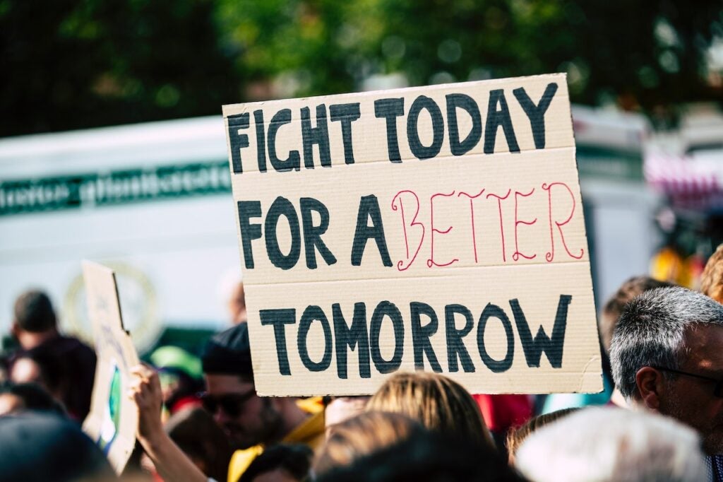 A group of people protesting for a better tomorrow.