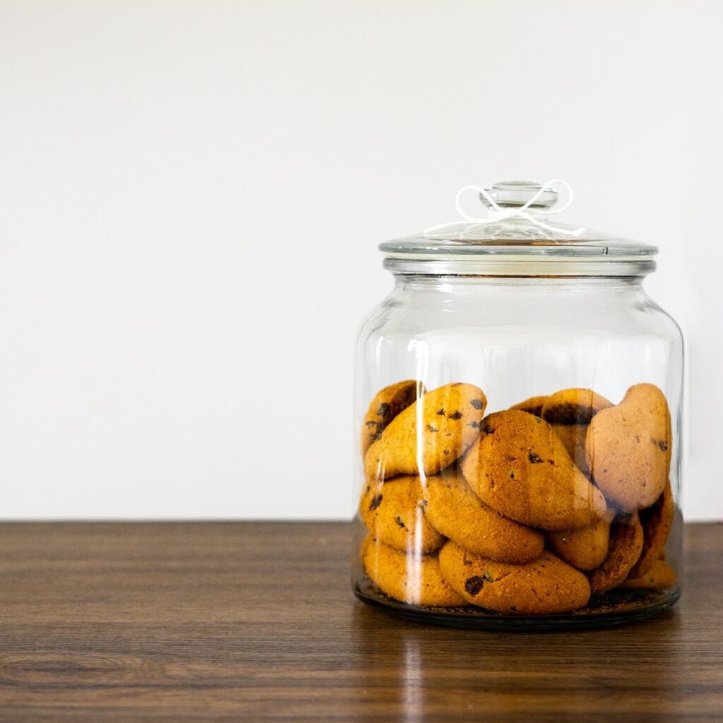 Edibles in a air-tight glass jar.