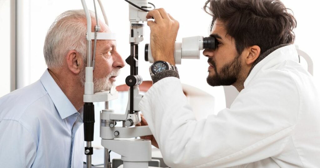 Elderly Man with Glaucoma - medical - check up