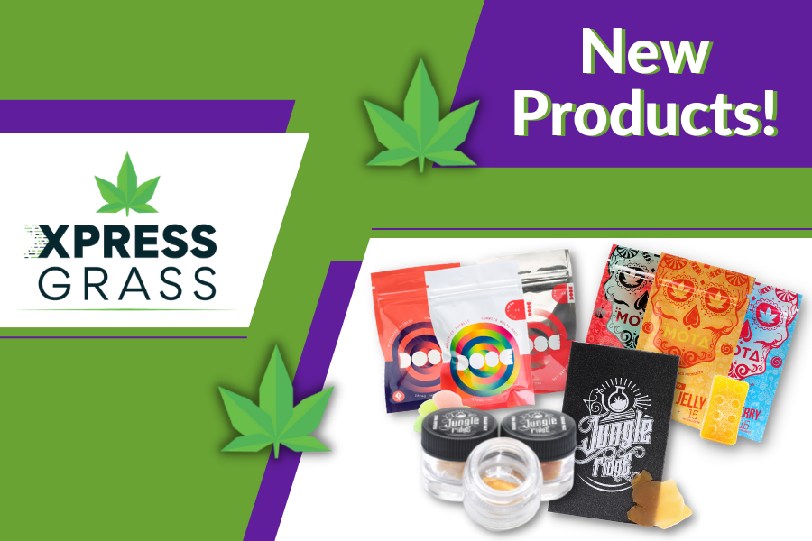 This image features products discussed about in the weed delivery Canada blog. The products include Mota and Dose edibles, Shatter and Sugar wax